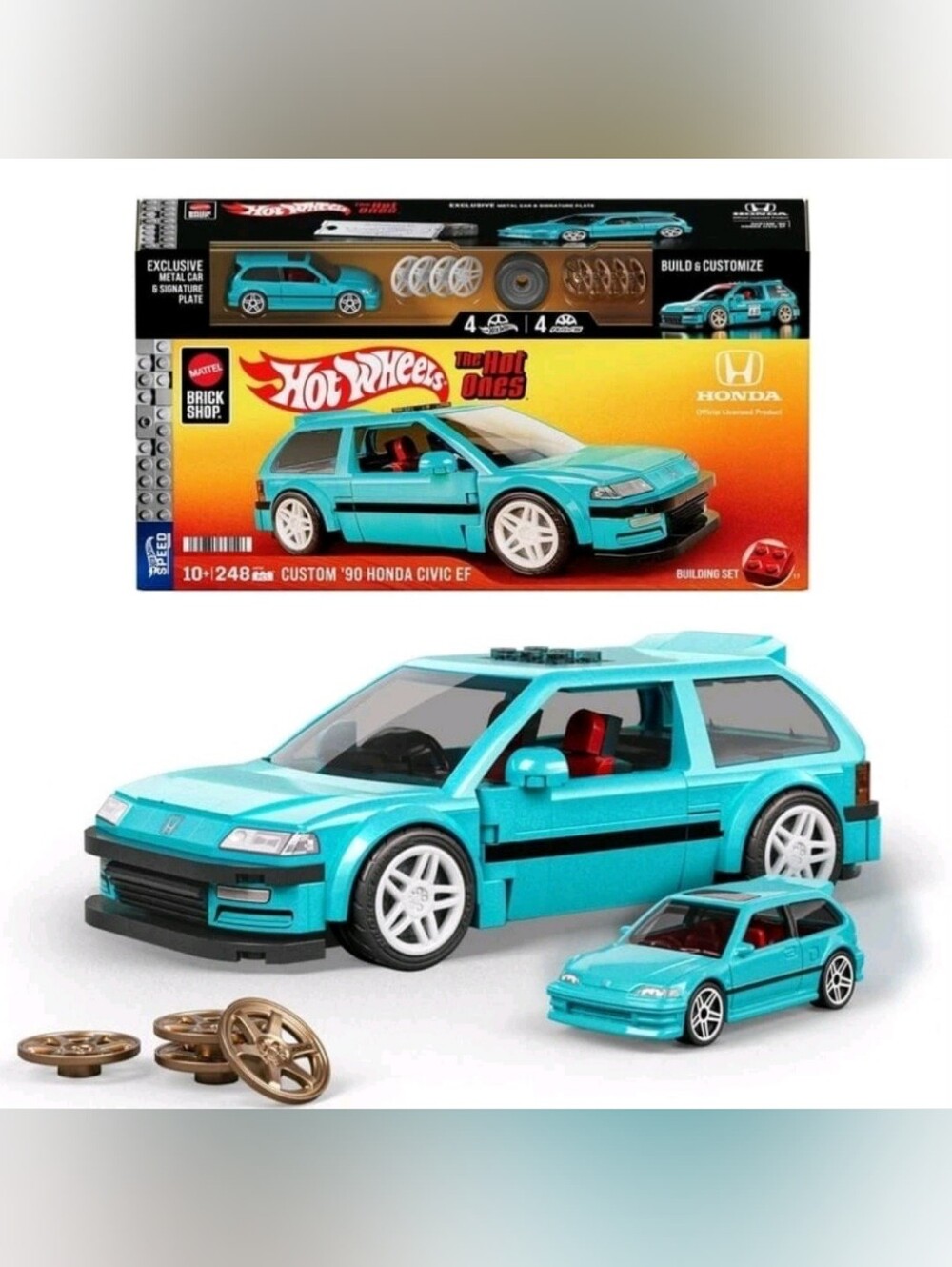 The Hot Ones Custom '90 Honda Civic EF Toy Car - Teal